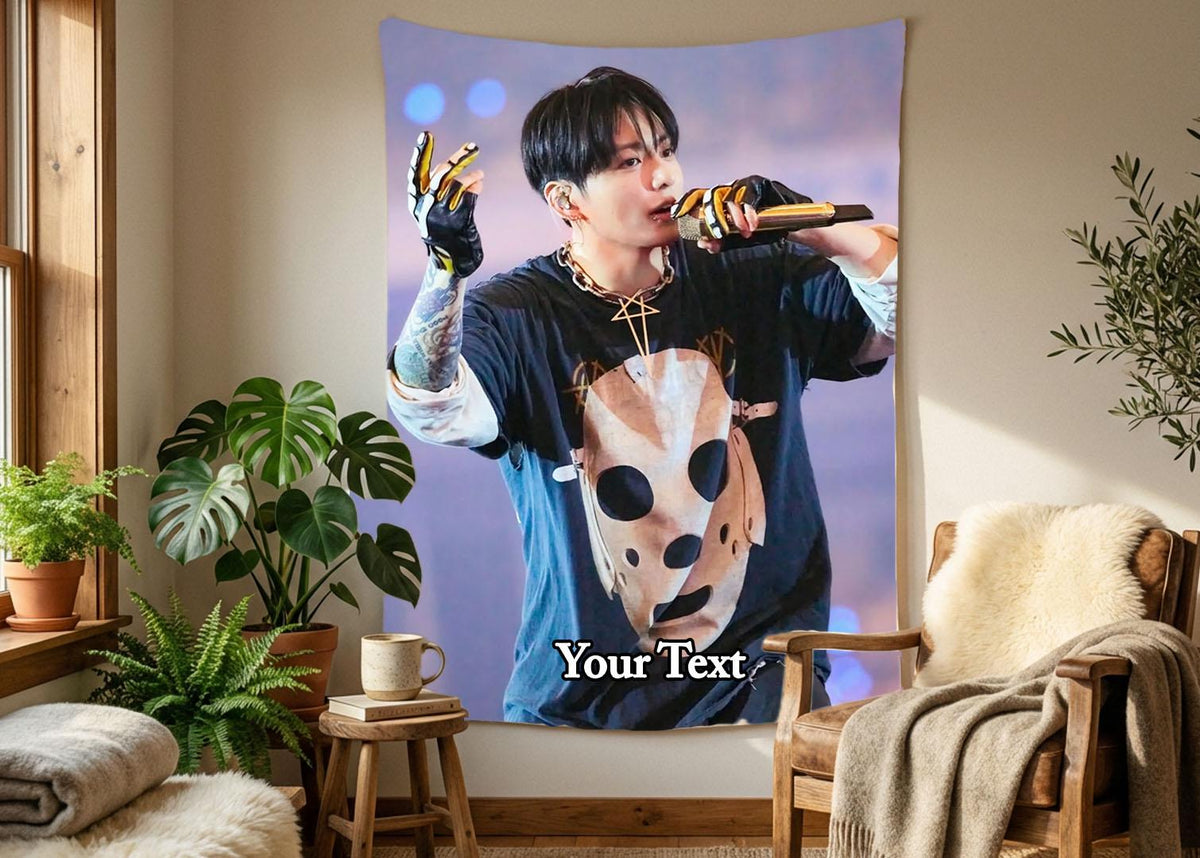 Jungkook Hanging Tapestry | Bantan Boys | Personalized Wall Art | Polyester Fabric | Ship Flag Banner