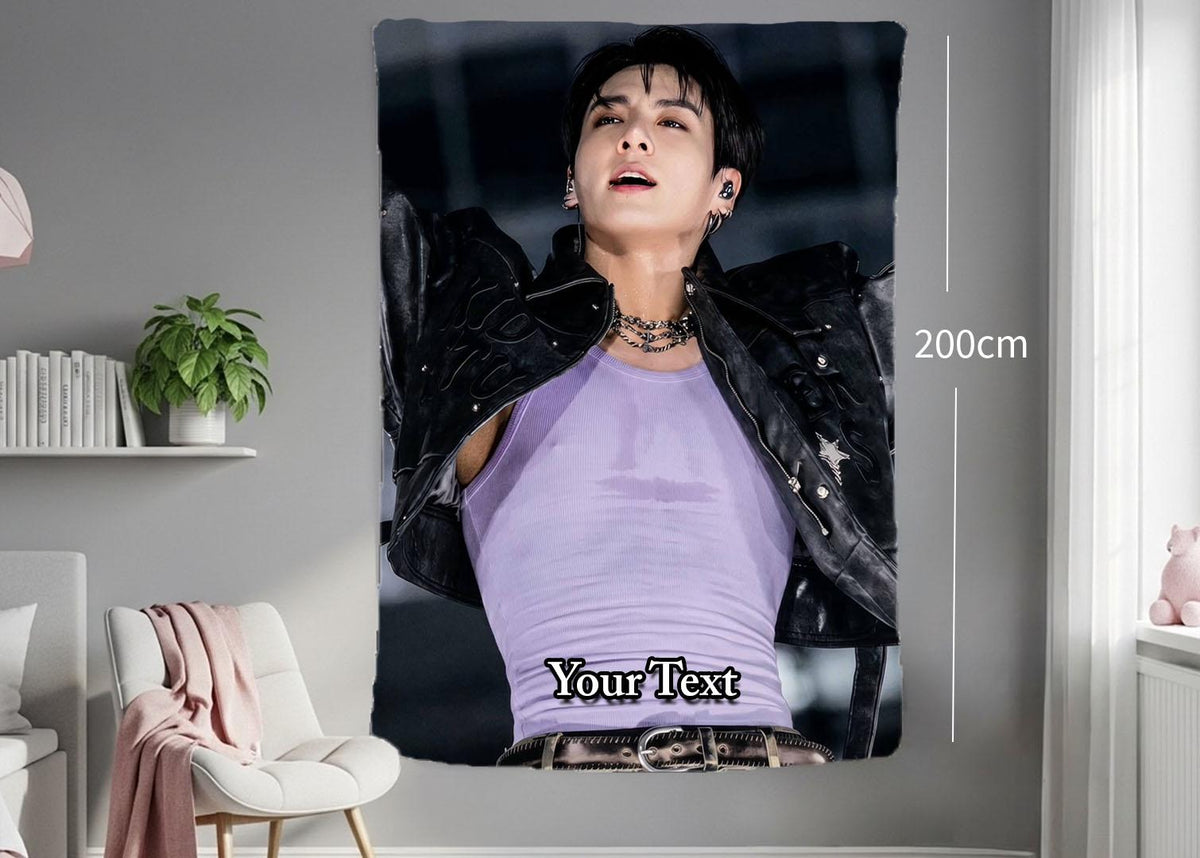 Jungkook Hanging Tapestry | Bantan Boys | Personalized Wall Art | Polyester Fabric | Ship Flag Banner