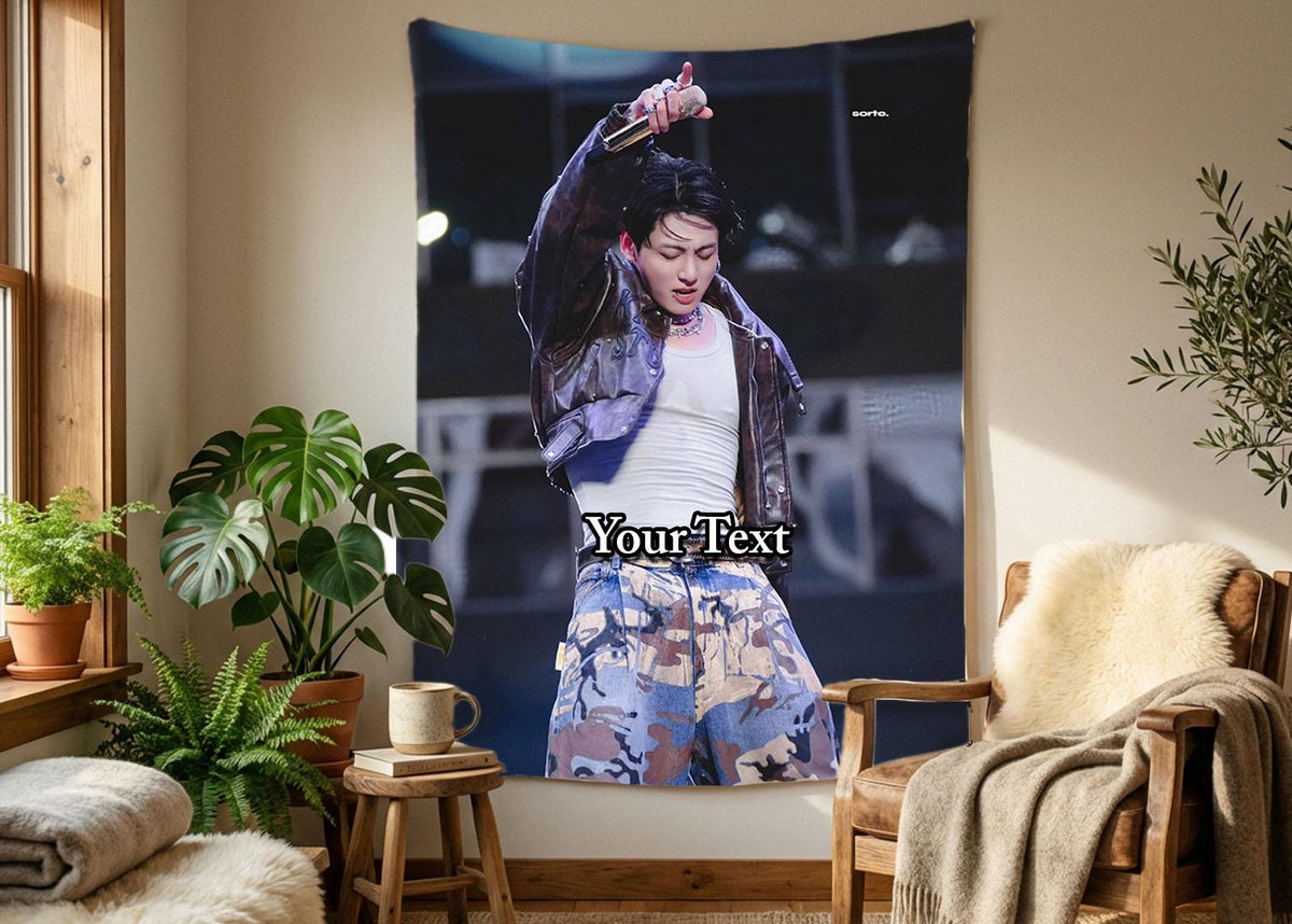 Jungkook Hanging Tapestry | Bantan Boys | Personalized Wall Art | Polyester Fabric | Ship Flag Banner