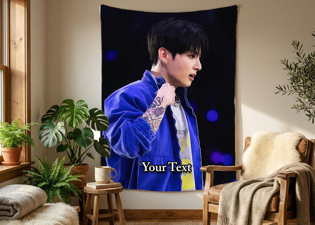 Jungkook Hanging Tapestry | Bantan Boys | Personalized Wall Art | Polyester Fabric | Ship Flag Banner