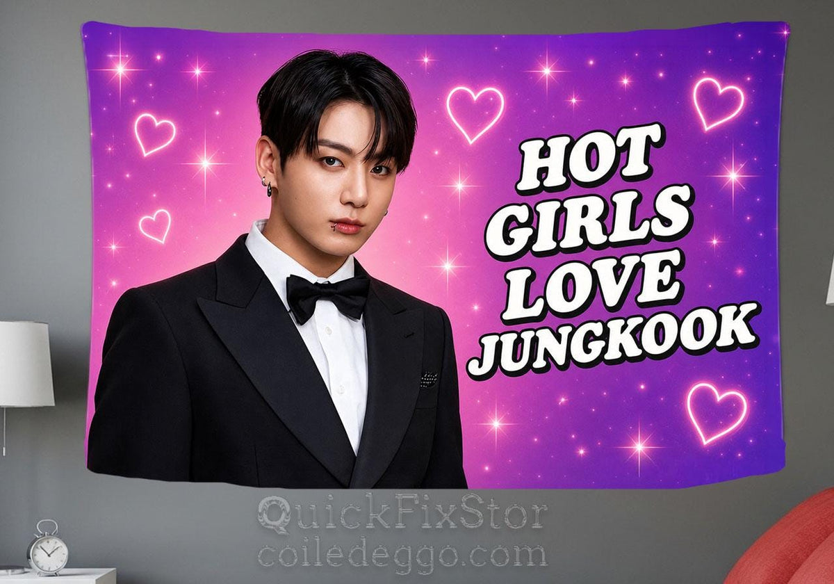 Jungkook Hanging Tapestry | Bantan Boys | Personalized Wall Art | Polyester Fabric | Ship Flag Banner