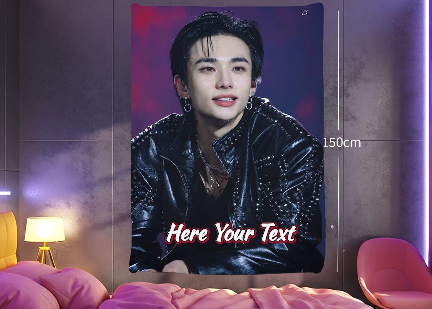 Hyunjin Hanging Tapestry | Stray Kids | Personalized Wall Art | Polyester Fabric | Ship Flag Banner