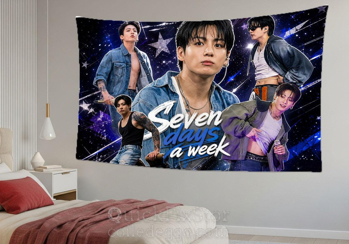 Jungkook Hanging Tapestry | Bantan Boys | Personalized Wall Art | Polyester Fabric | Ship Flag Banner