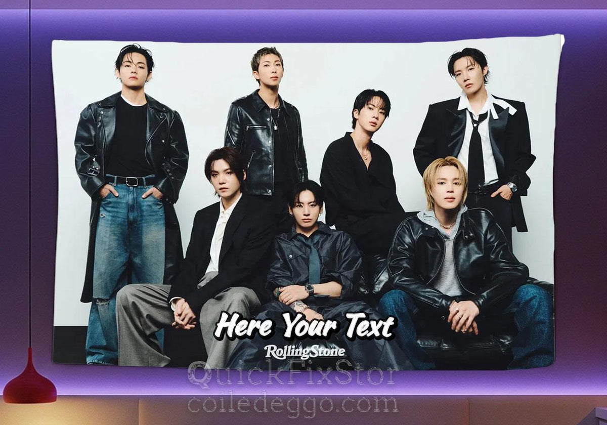Bangtan Hanging Tapestry | Bantan Boys | Personalized Wall Art | Polyester Fabric | Ship Flag Banner