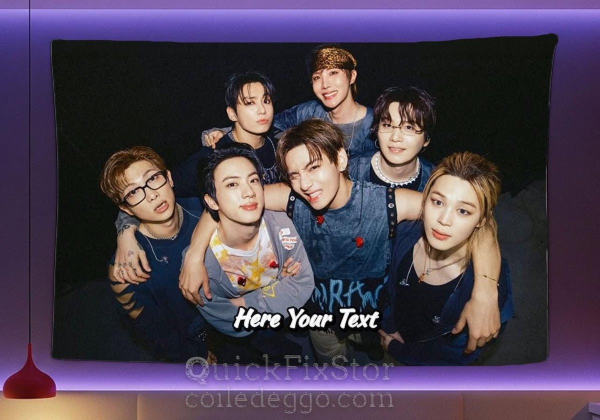 Bangtan Hanging Tapestry | Bantan Boys | Personalized Wall Art | Polyester Fabric | Ship Flag Banner