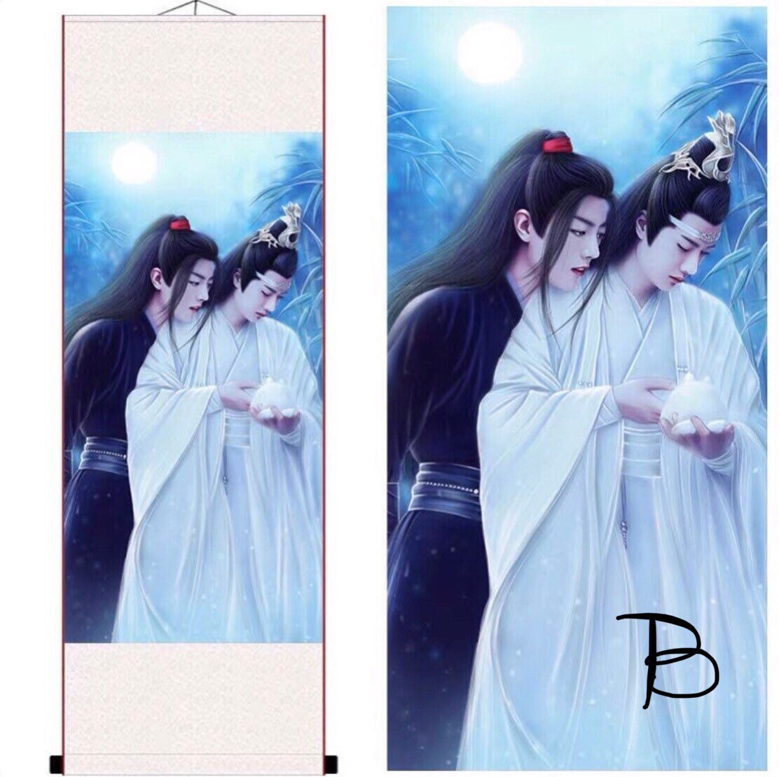 MDZS wall scroll art - anime fabric poster Tapestry print art Wei Wuxian Lan Wangji Mo Dao Zu Shi fan gift yibo xiao zhan Chen Qin 陈情令 C032