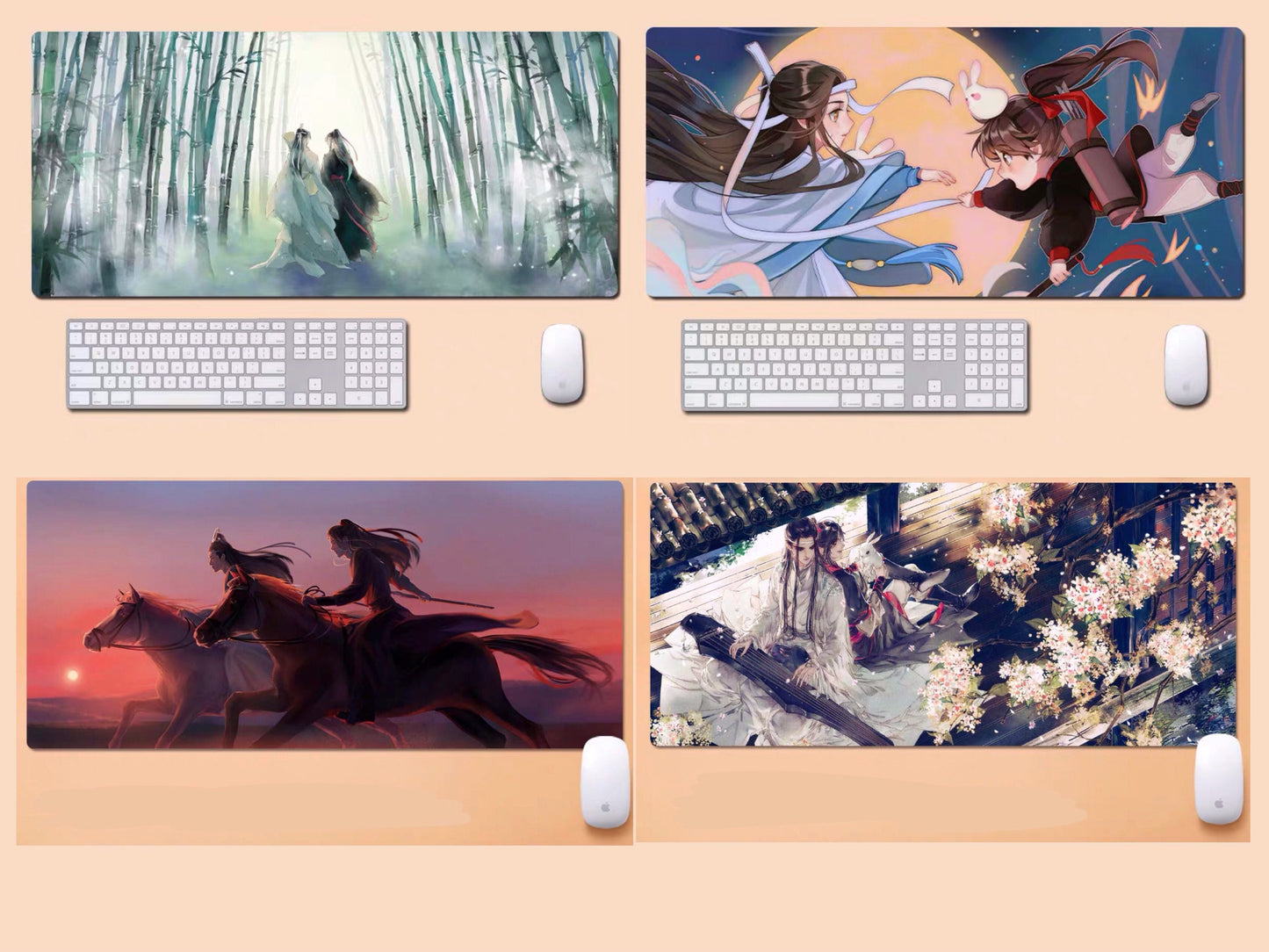 Mo Dao Zu Shi desk pad- wangxian Non-Slip PU Leather Desk Mat - blotter MDZS Wei Wuxian Lan Wangji master of diabolism danmei gift 陳情令 C048