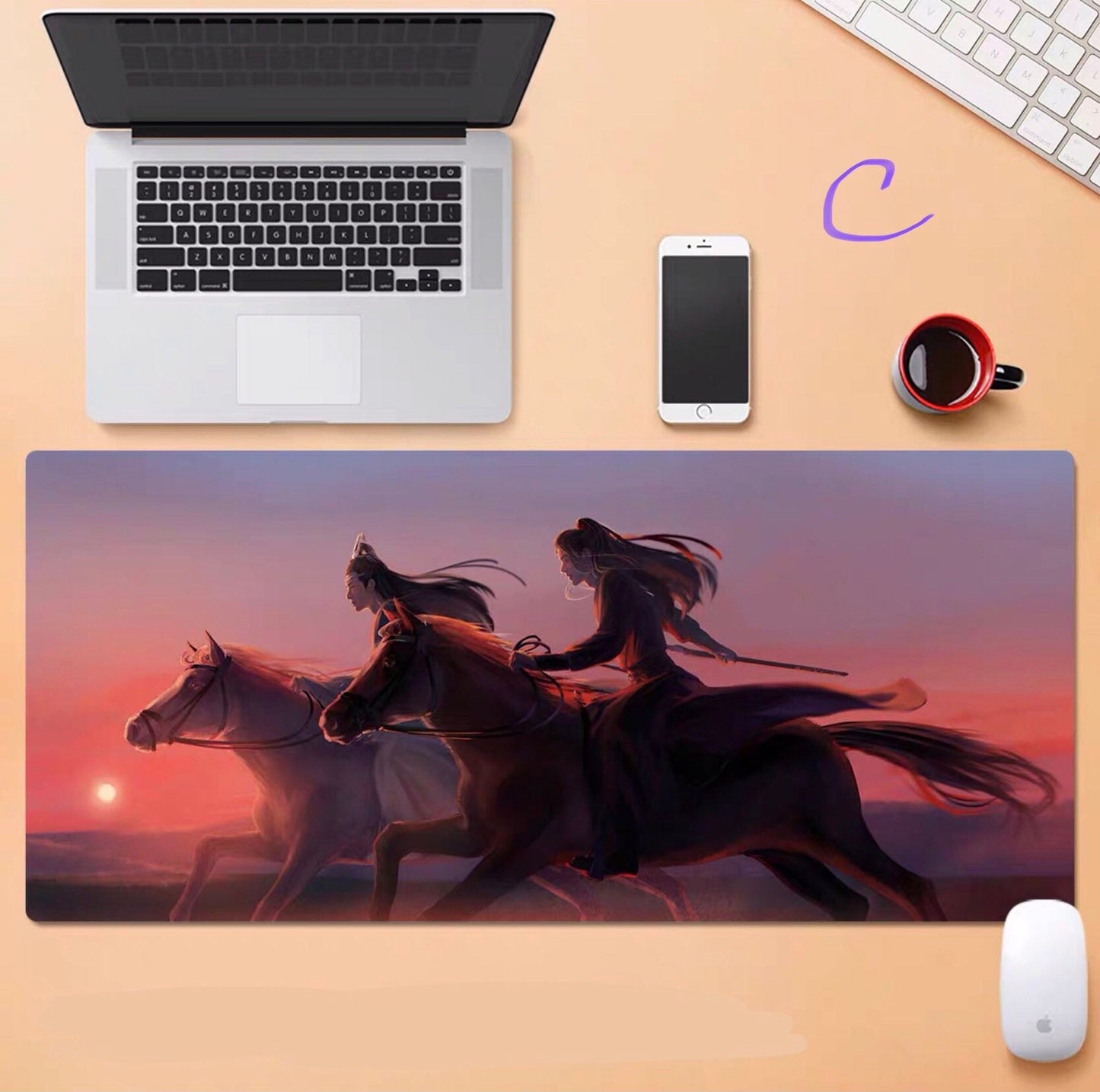 Mo Dao Zu Shi desk pad- wangxian Non-Slip PU Leather Desk Mat - blotter MDZS Wei Wuxian Lan Wangji master of diabolism danmei gift 陳情令 C048
