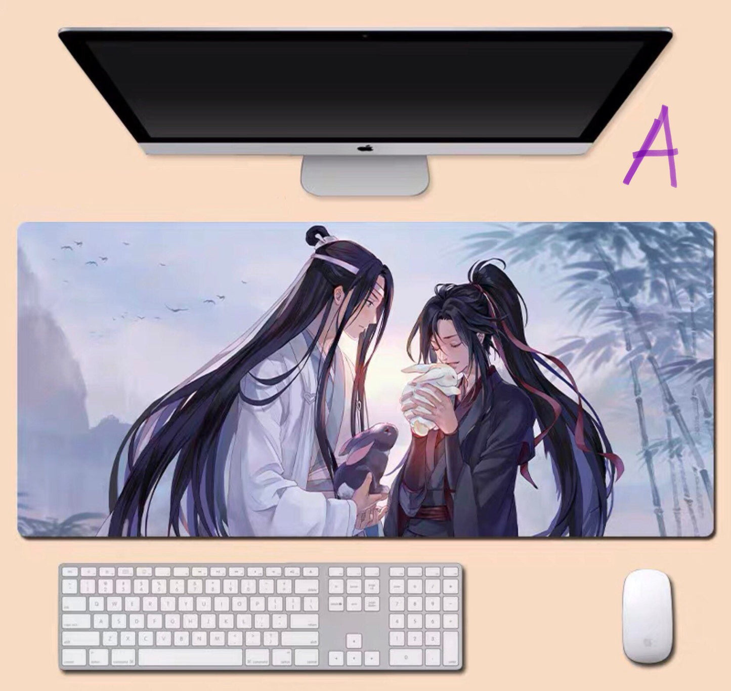 Mo Dao Zu Shi desk pad- wangxian Non-Slip PU Leather Desk Mat - blotter MDZS Wei Wuxian Lan Wangji master of diabolism Anime gift 陳情令 C054