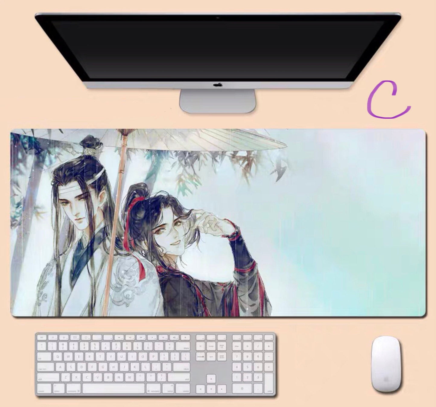 Mo Dao Zu Shi desk pad- wangxian Non-Slip PU Leather Desk Mat - blotter MDZS Wei Wuxian Lan Wangji master of diabolism Anime gift 陳情令 C054