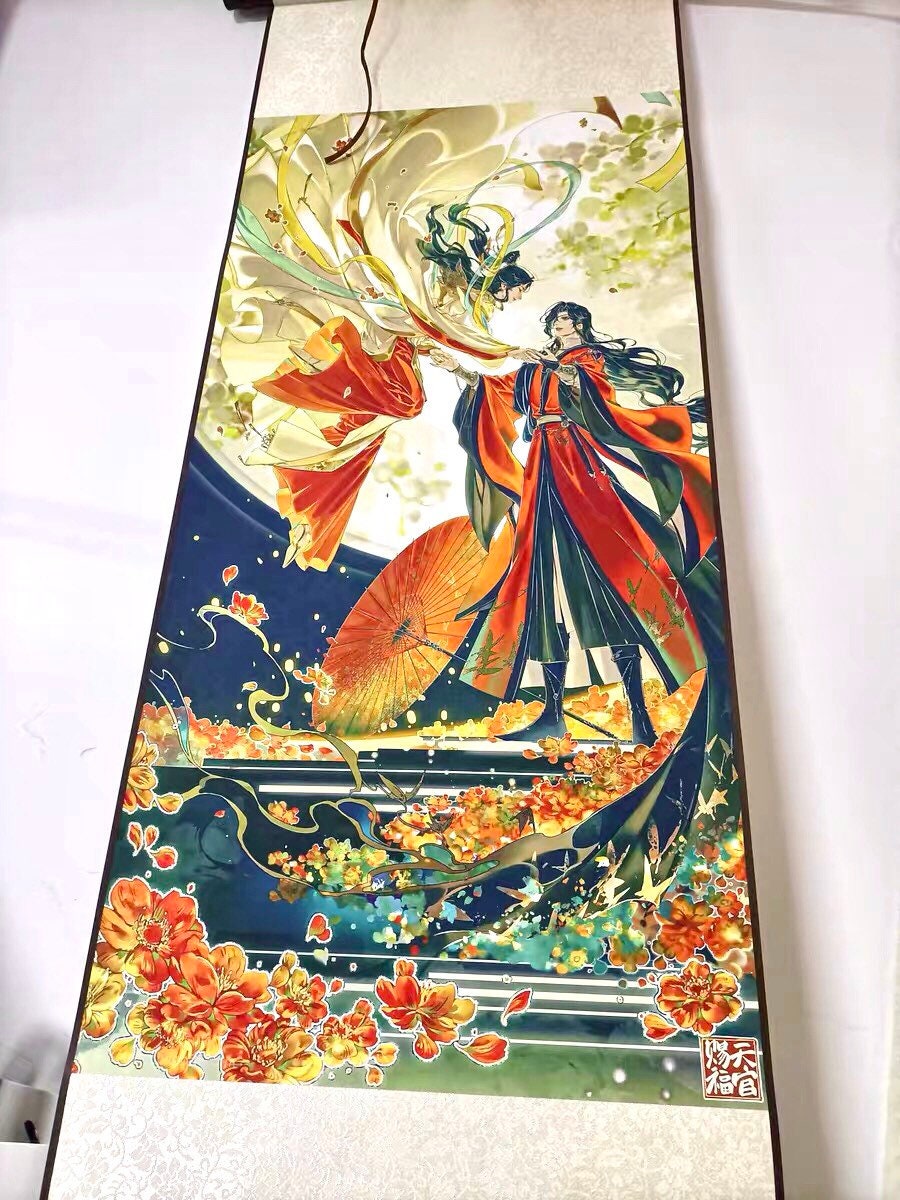 TGCF wall scroll art - fabric poster Tapestry print BL yaoi anime fan gift Tian Guan Ci Fu Xie Lian Huacheng Heaven Official’s blessing