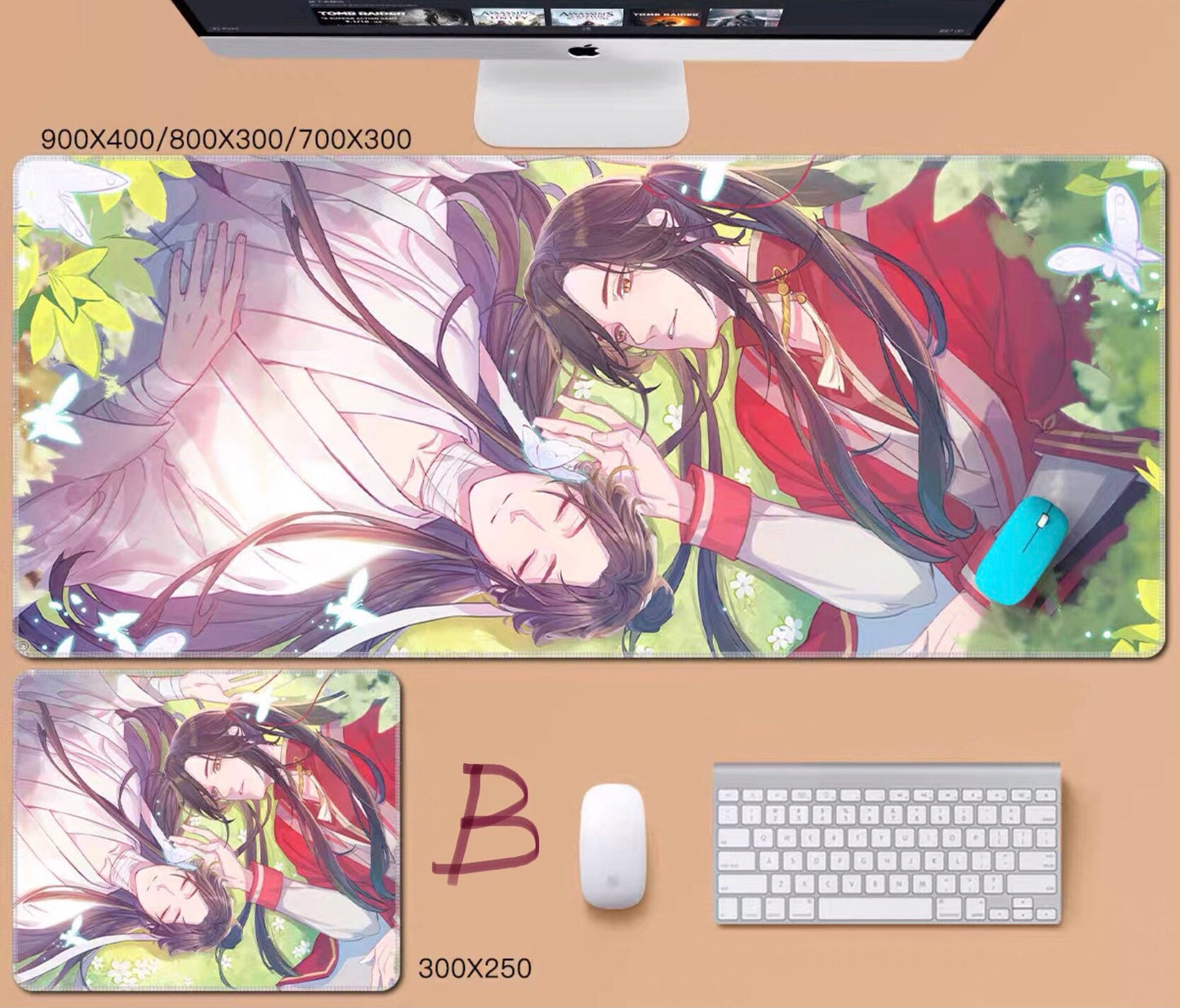 Tian Guan Ci Fu desk pad- TGCF non slip PU leather mouse pad - blotter Hua Cheng Xie Lian MXTX Anime gift Heaven Officials Blessing C093
