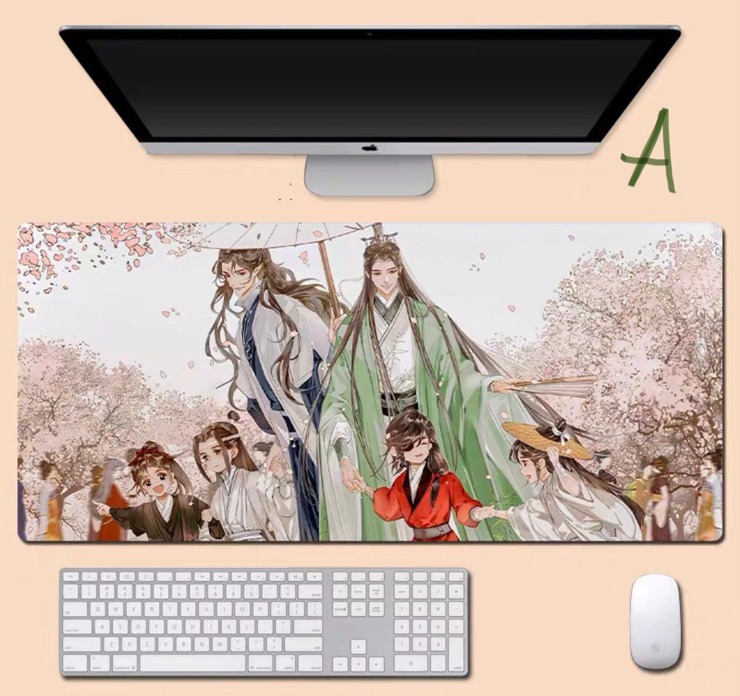MXTX universe desk pad- mdzs tgcf non slip PU leather desk mat - blotter Hua Cheng Xie Lian Wei Wuxian Lan Wangji scumbag system gift C058