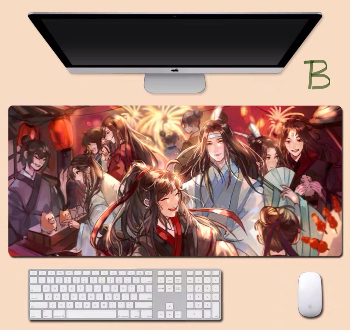 MXTX universe desk pad- mdzs tgcf non slip PU leather desk mat - blotter Hua Cheng Xie Lian Wei Wuxian Lan Wangji scumbag system gift C058