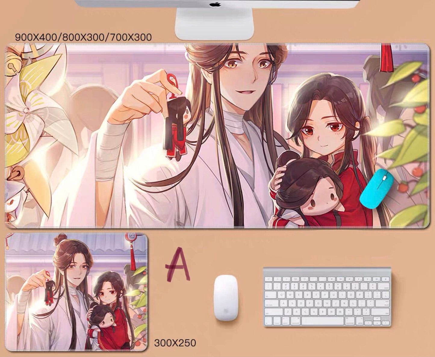Tian Guan Ci Fu desk pad- TGCF non slip PU leather mouse pad - blotter Hua Cheng Xie Lian MXTX Anime gift Heaven Officials Blessing C093