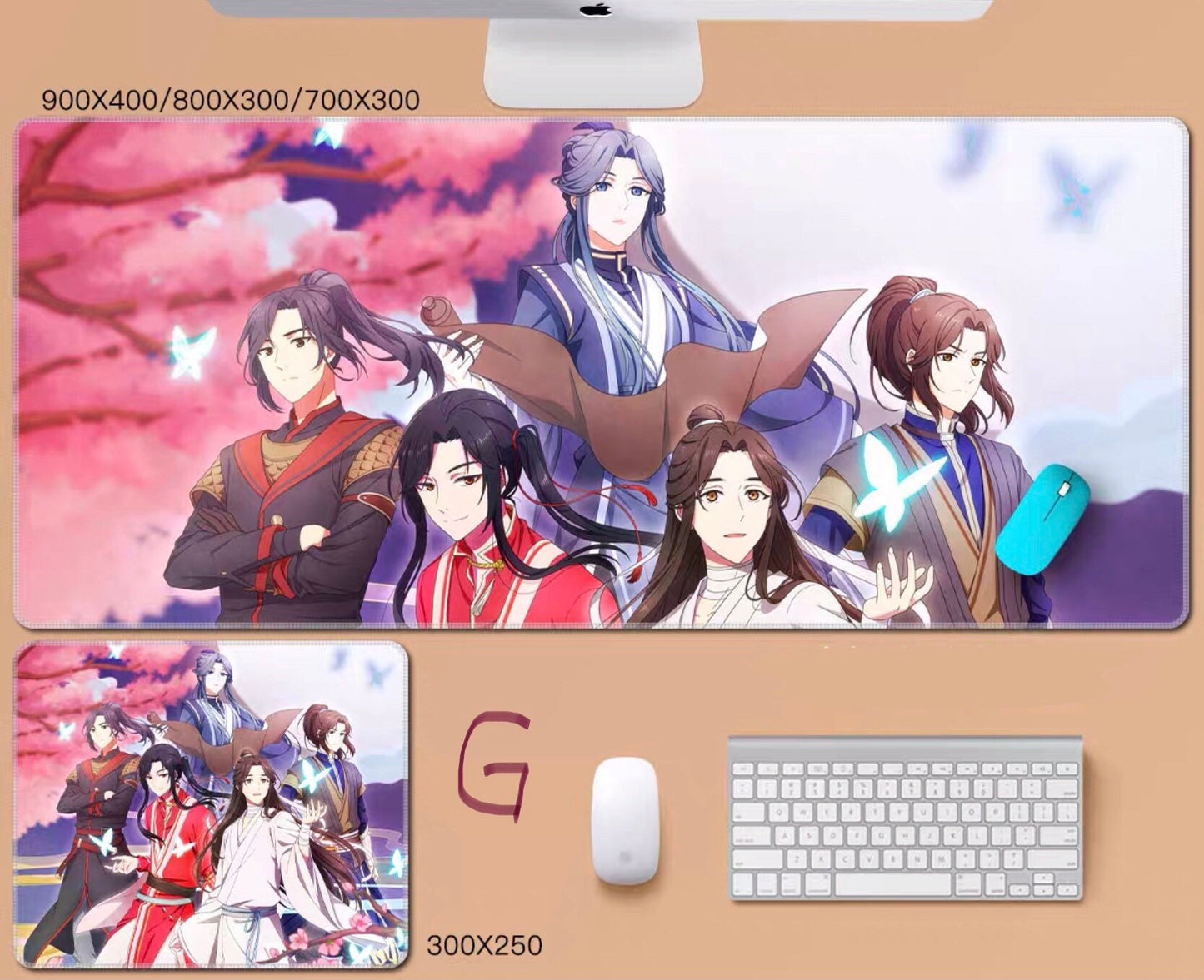 Tian Guan Ci Fu desk pad- TGCF non slip PU leather mouse pad - blotter Hua Cheng Xie Lian MXTX Anime gift Heaven Officials Blessing C093