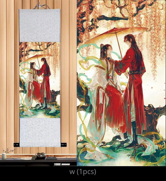 TGCF wall scroll art - fabric poster Tapestry print BL yaoi anime fan gift Tian Guan Ci Fu Xie Lian Huacheng Heaven Official’s blessing