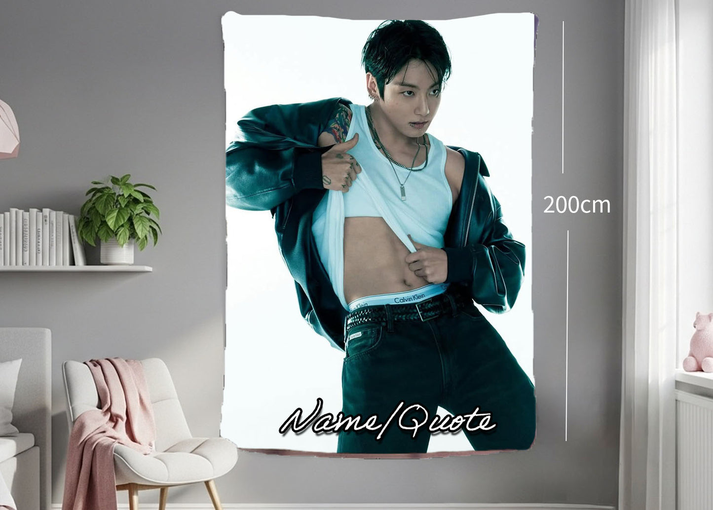 Jungkook Hanging Tapestry | Bantan Boys | Personalized Wall Art | Polyester Fabric | Ship Flag Banner