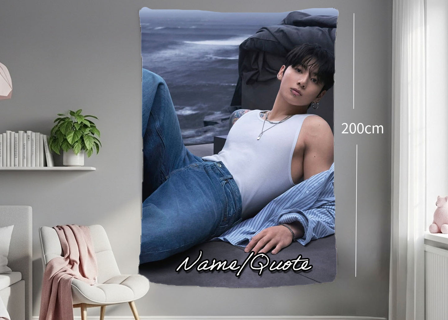 Jungkook Hanging Tapestry | Bantan Boys | Personalized Wall Art | Polyester Fabric | Ship Flag Banner