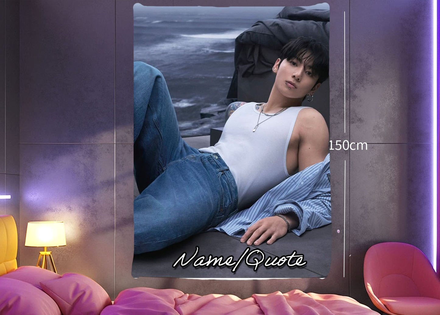 Jungkook Hanging Tapestry | Bantan Boys | Personalized Wall Art | Polyester Fabric | Ship Flag Banner