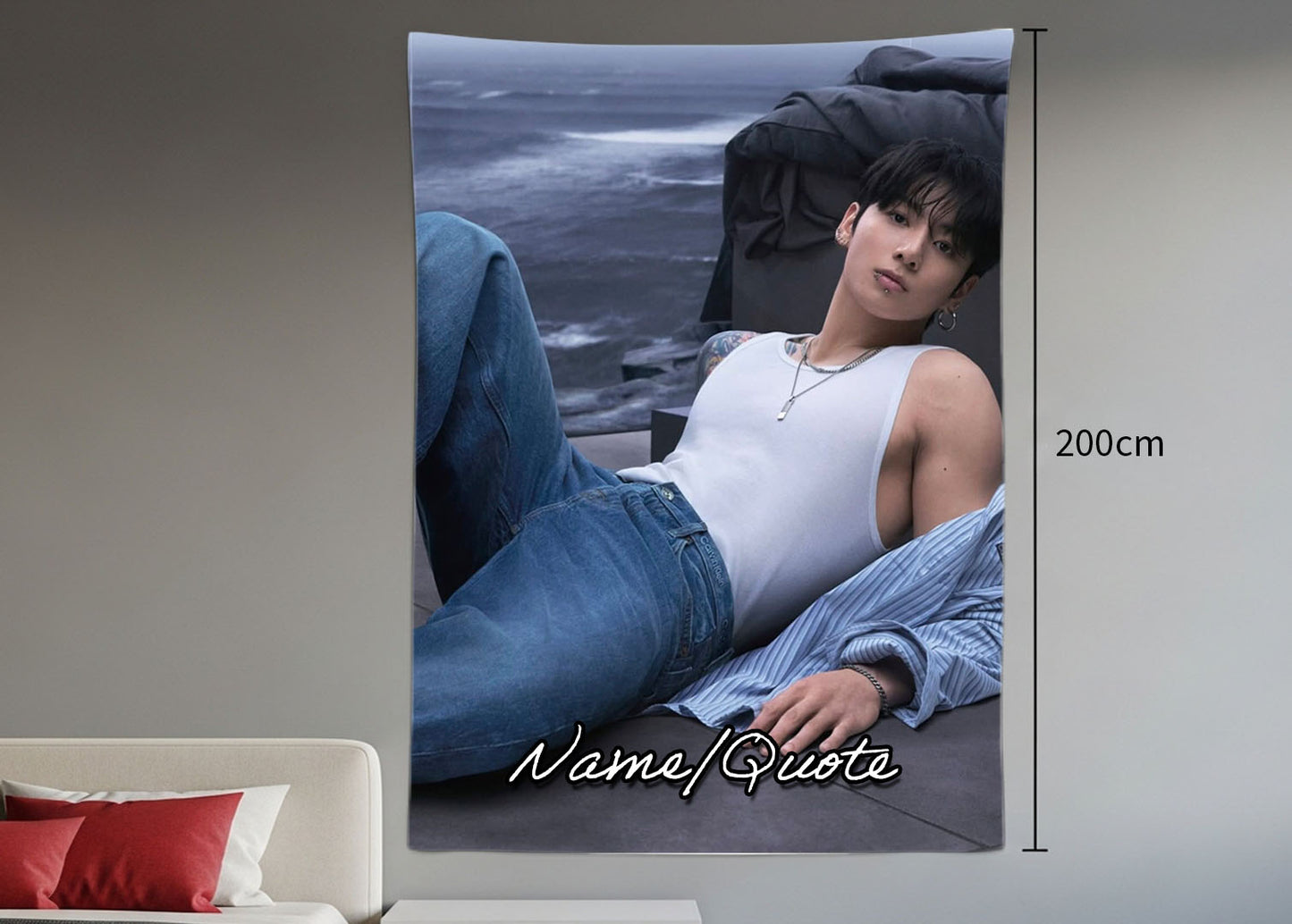 Jungkook Hanging Tapestry | Bantan Boys | Personalized Wall Art | Polyester Fabric | Ship Flag Banner