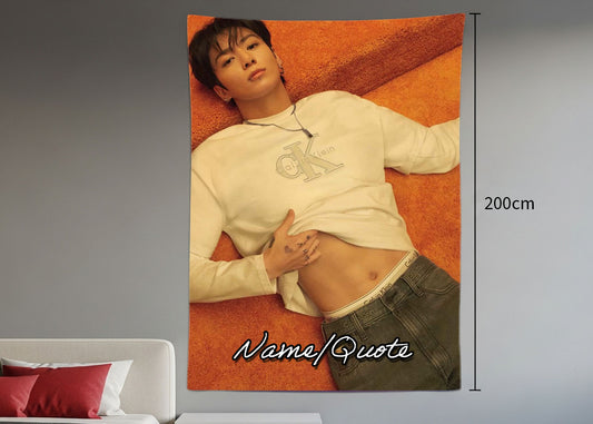 Jungkook Hanging Tapestry | Bantan Boys | Personalized Wall Art | Polyester Fabric | Ship Flag Banner