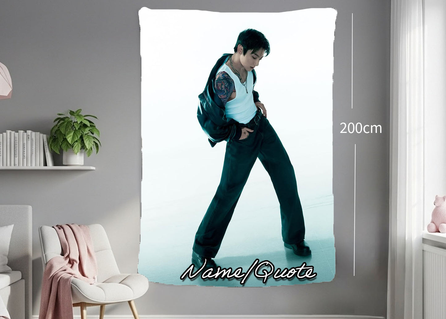 Jungkook Hanging Tapestry | Bantan Boys | Personalized Wall Art | Polyester Fabric | Ship Flag Banner
