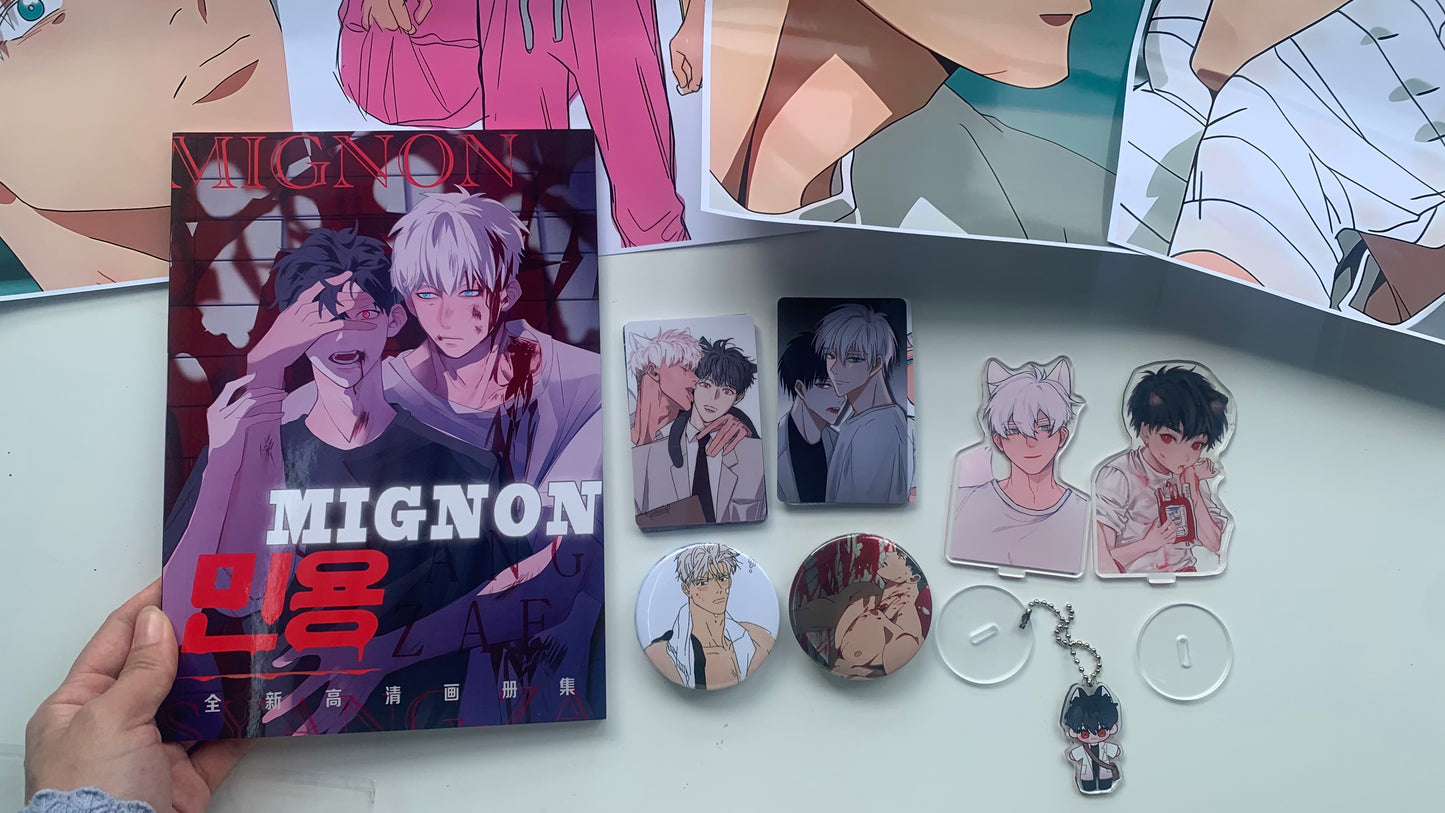 Mignon manhwa Gift Set! Photo book card acrylic stand card sticker badge keychain CD640