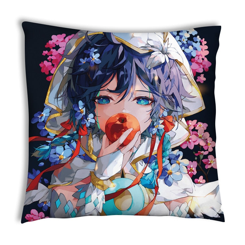 45cm Genshin Impact XIAO Zhongli Venti Hutao Yae Miko Kaedehara Kazuha Pillow Case 2 Side Print Anime Decorating Cushion Cover CD480