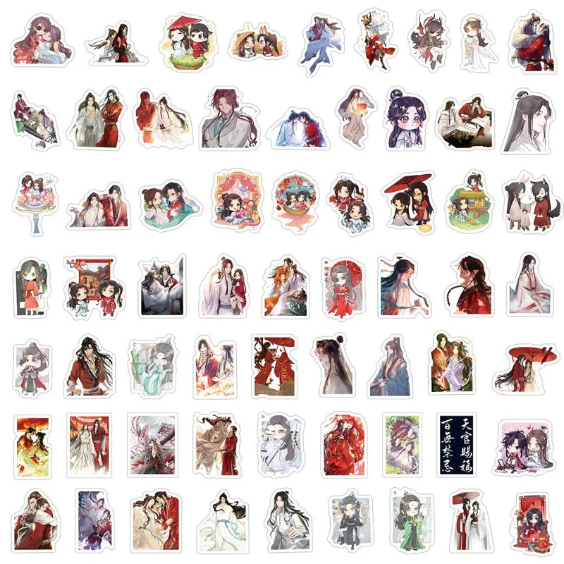 60pc/set heaven official’s blessing Stickers tian guan ci fu scrapbooking Waterproof Stationery hua cheng Xie Lian CD499