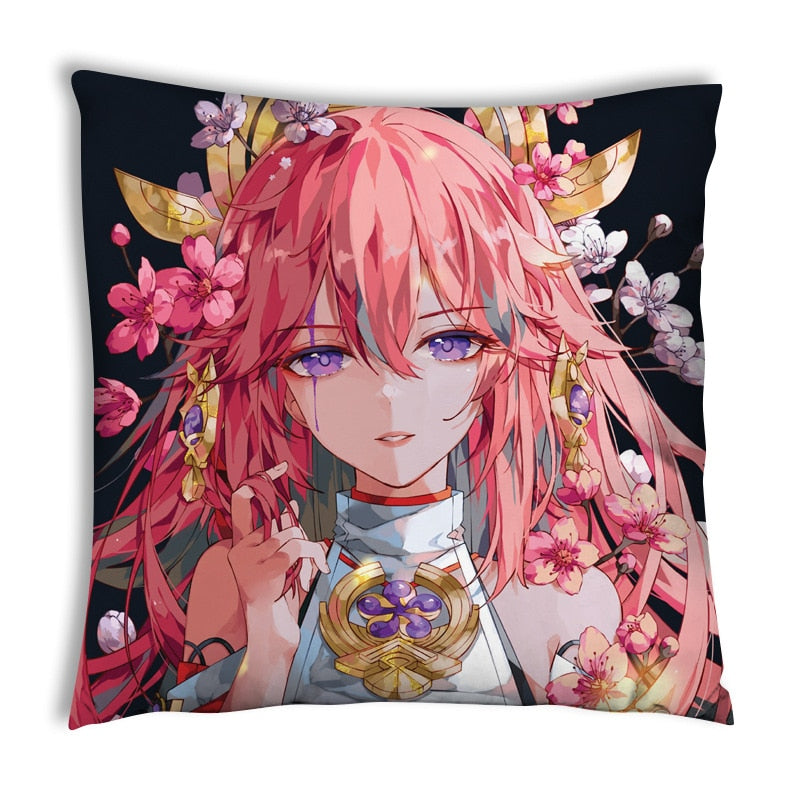 45cm Genshin Impact XIAO Zhongli Venti Hutao Yae Miko Kaedehara Kazuha Pillow Case 2 Side Print Anime Decorating Cushion Cover CD480