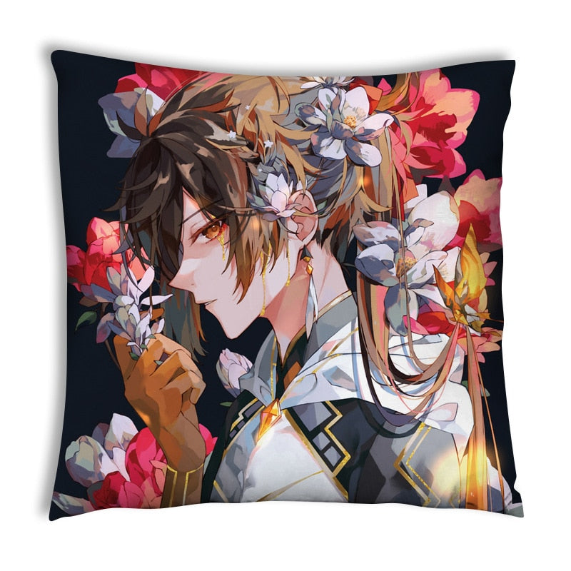 45cm Genshin Impact XIAO Zhongli Venti Hutao Yae Miko Kaedehara Kazuha Pillow Case 2 Side Print Anime Decorating Cushion Cover CD480