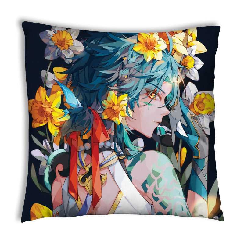 45cm Genshin Impact XIAO Zhongli Venti Hutao Yae Miko Kaedehara Kazuha Pillow Case 2 Side Print Anime Decorating Cushion Cover CD480