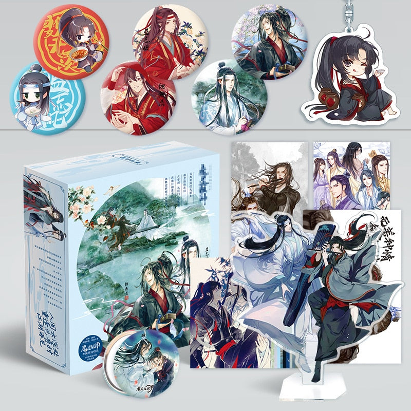 Mo Dao Zu Shi Gift Box Set! Postcards Stickers Water Cup Wei Wuxian Lan Wangji Mo Dao Zu Shi Grandmaster of demonic cultivation bookmark poster badges CD438