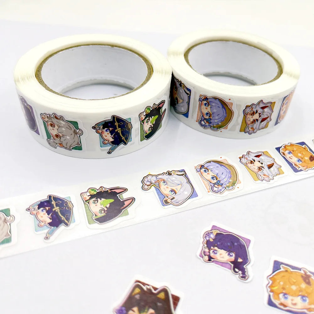 1 Roll/500pcs Genshin Impact Washi Tape DIY Decorative Masking Tape Cute Scrapbooking Adhesive School Stationery Supplies CD598