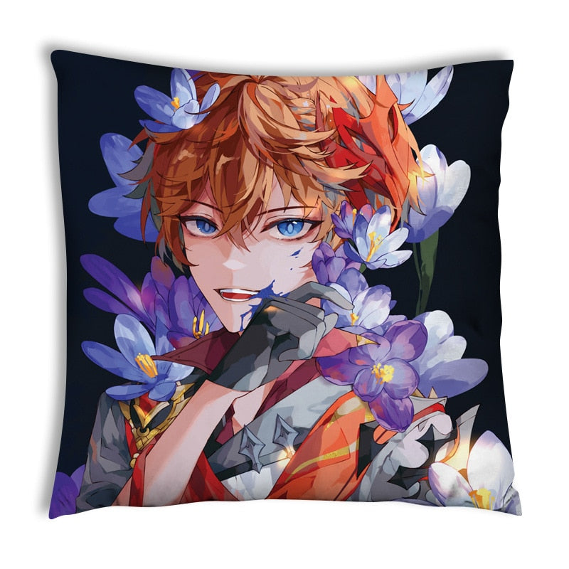 45cm Genshin Impact XIAO Zhongli Venti Hutao Yae Miko Kaedehara Kazuha Pillow Case 2 Side Print Anime Decorating Cushion Cover CD480