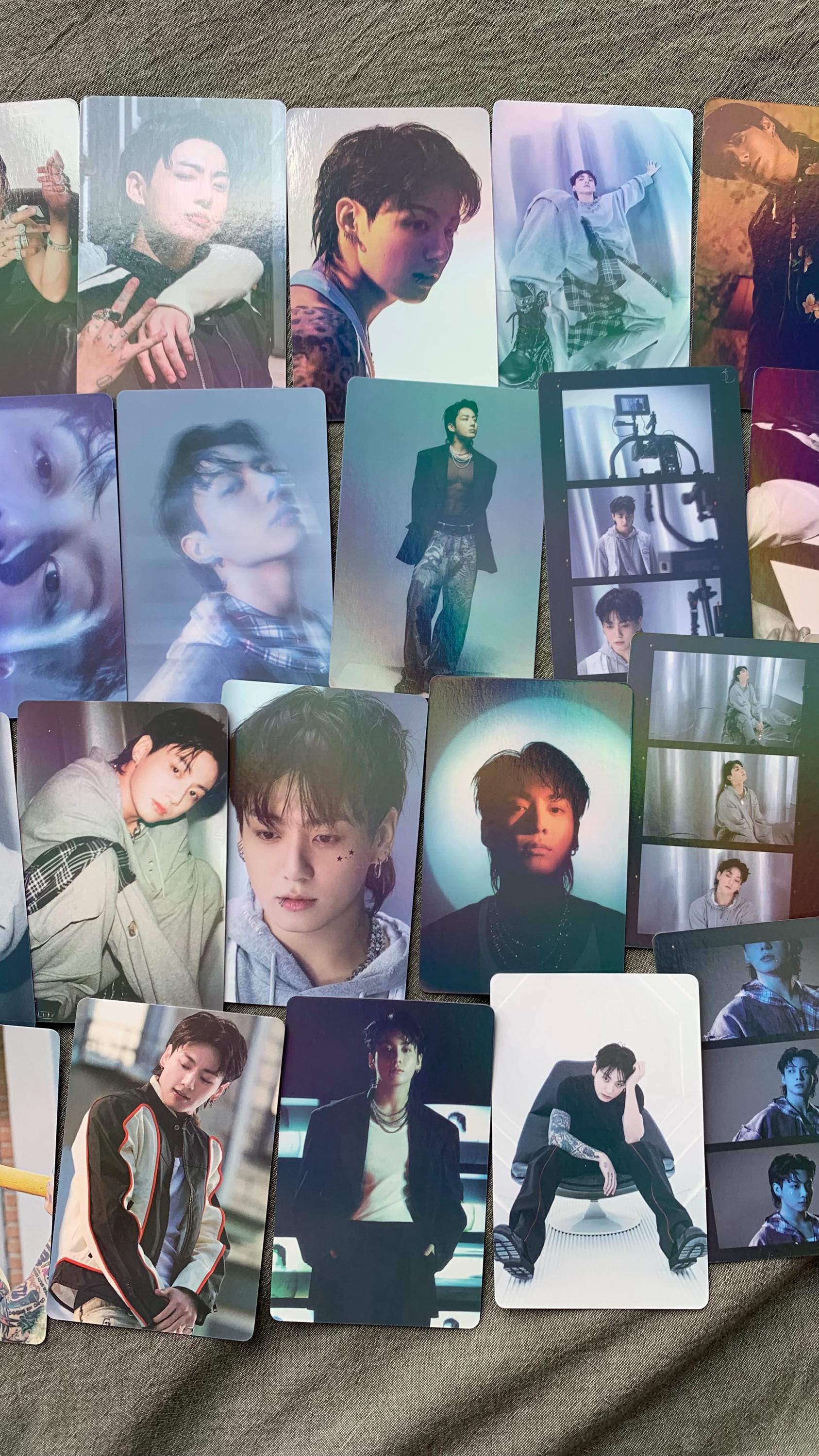 Jungkook 55pc laser cards Kpop fan made JK golden lomo cards BTS gift C011