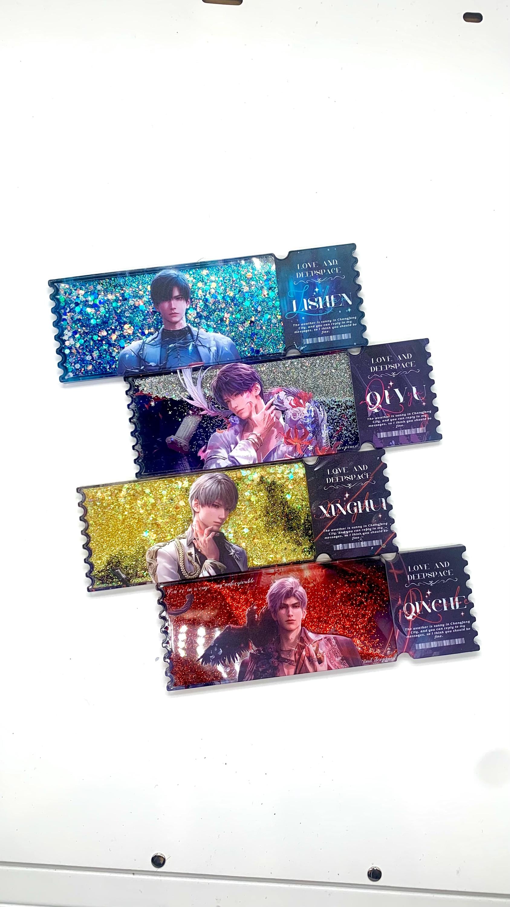 Love and Deepspace Acrylic Quicksand Tickets! Sylus Xavier Rafayel Zayne Otome gamer gift C349