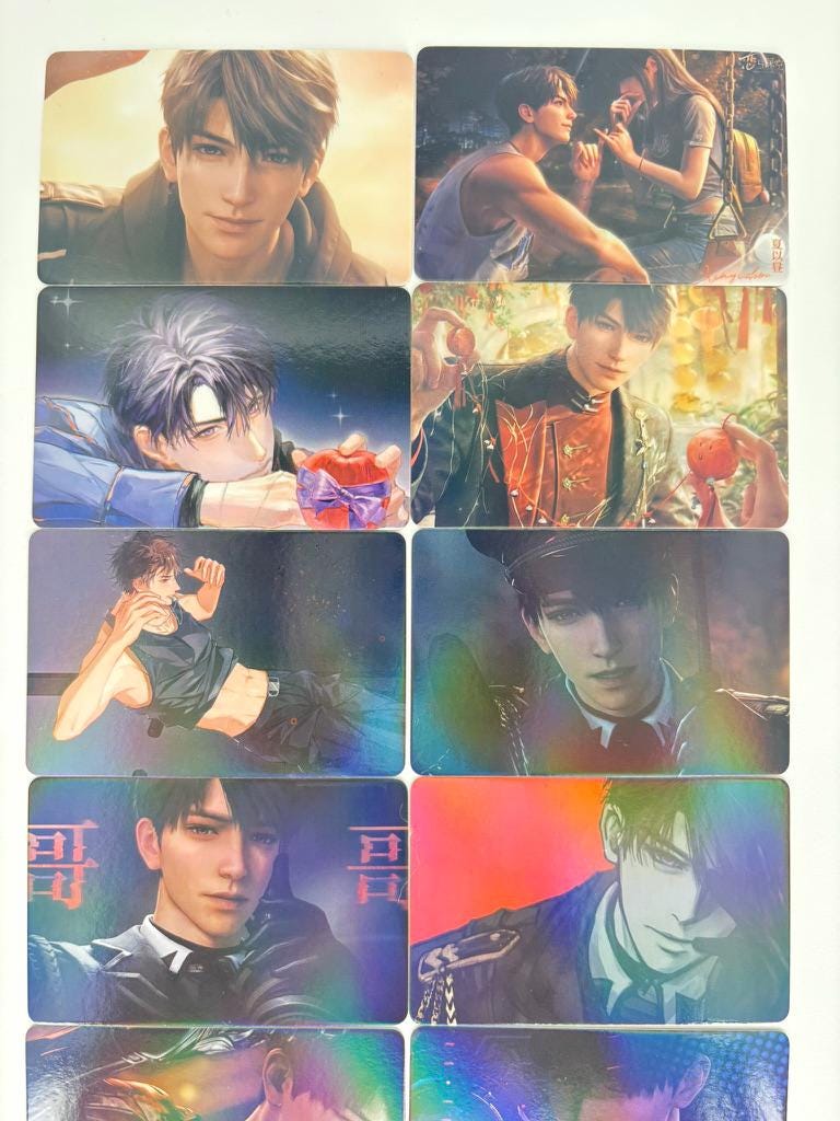 50pcs/set Caleb laser cards! Love and Deepspace Xavier Rafayel Zayne Sylus Otome gamer gift C384