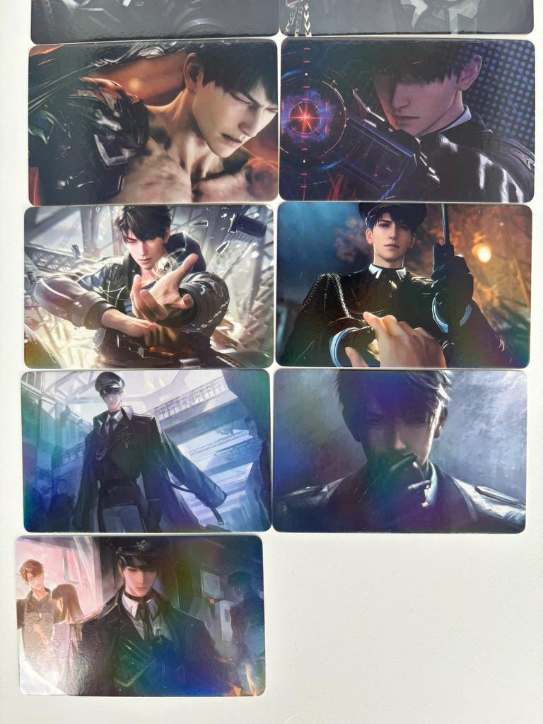 50pcs/set Caleb laser cards! Love and Deepspace Xavier Rafayel Zayne Sylus Otome gamer gift C384