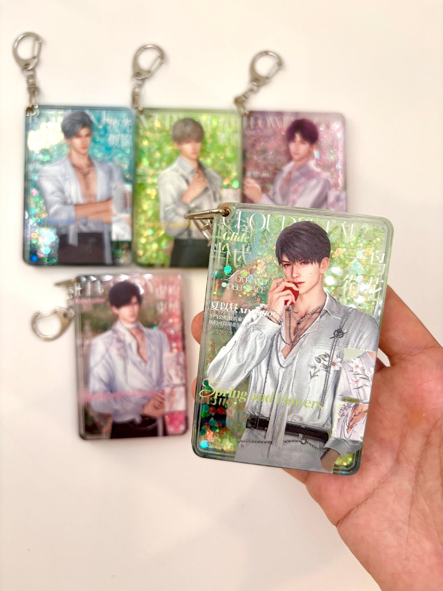 LaDS Acrylic quicksand keychains! Sylus Xavier Rafayel Zayne Caleb Otome gamer gift C396