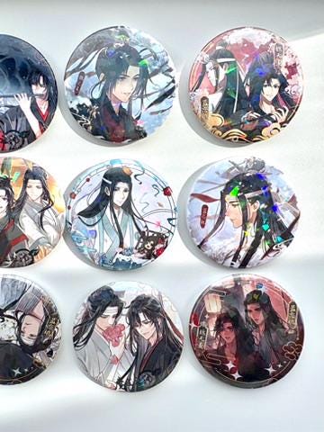 6pc/set MDZS badges! Wei Wuxian Lan Wangji Mo Dao Zu Shi Grandmaster of demonic cultivation Founder of Diabolism MDZS manghua goodies C231
