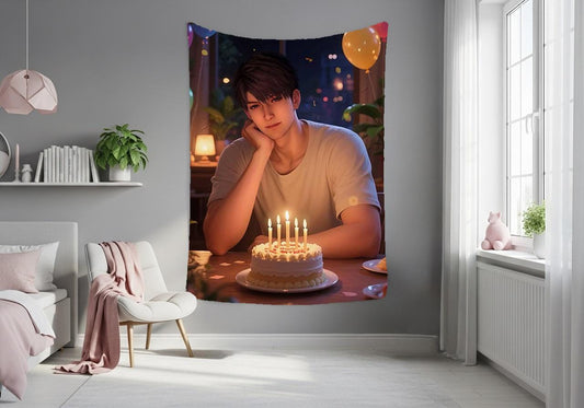 Caleb Hanging Tapestry | Love and Deepspace | Personalized Wall Art | Made to Order | Polyester Fabric | Ship Flag Banner