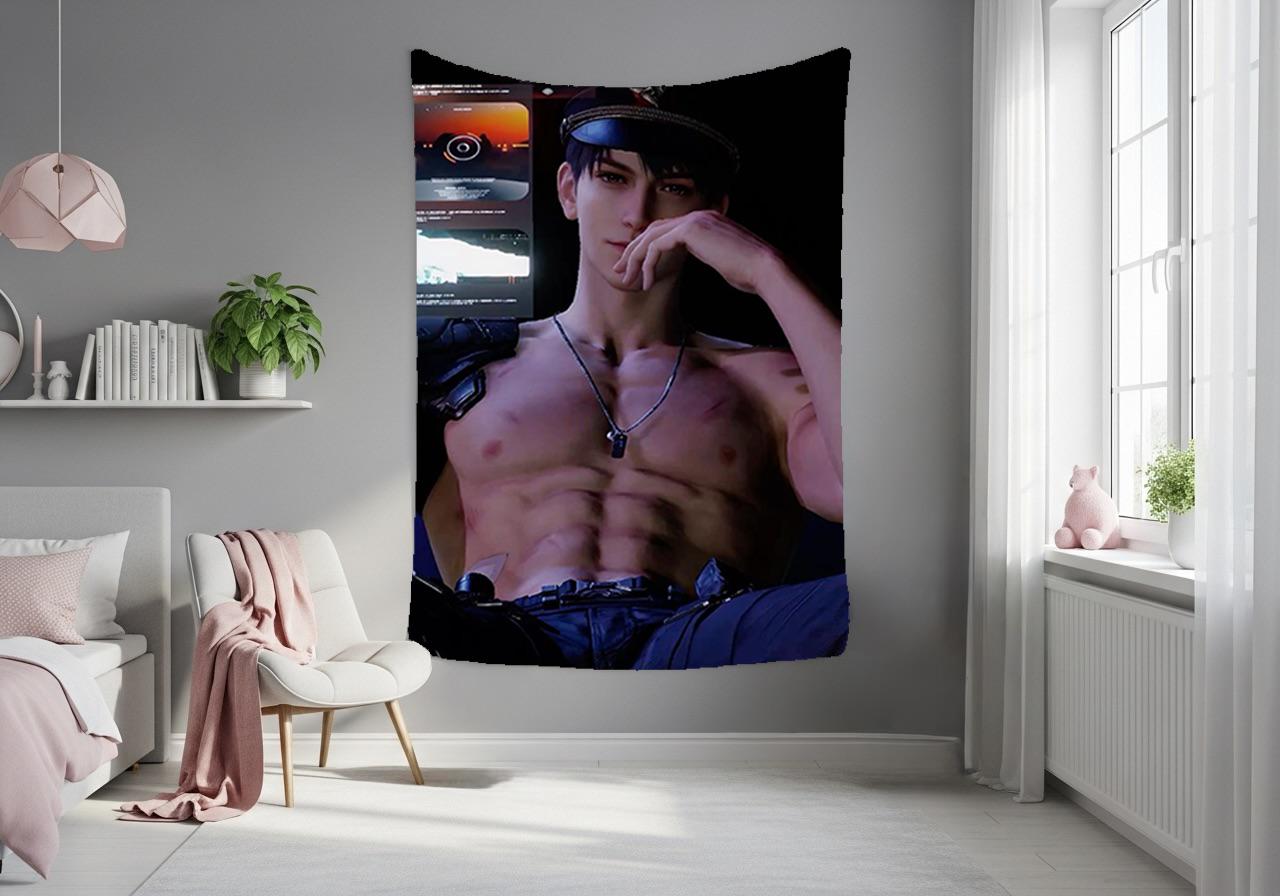 Caleb Hanging Tapestry | Love and Deepspace | Personalized Wall Art | Made to Order | Polyester Fabric | Ship Flag Banner
