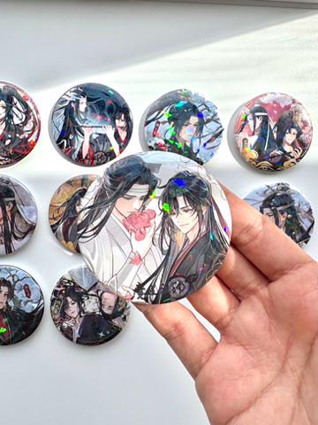 6pc/set MDZS badges! Wei Wuxian Lan Wangji Mo Dao Zu Shi Grandmaster of demonic cultivation Founder of Diabolism MDZS manghua goodies C231