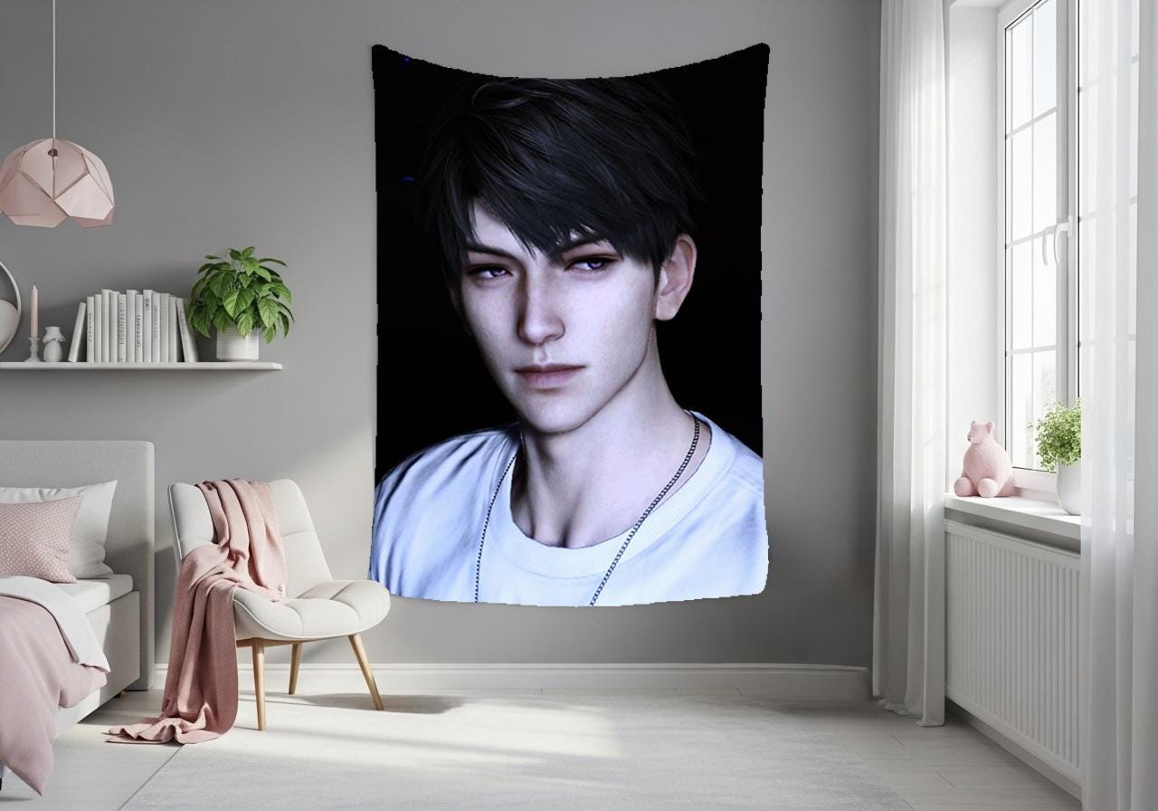 Caleb Hanging Tapestry | Love and Deepspace | Personalized Wall Art | Made to Order | Polyester Fabric | Ship Flag Banner