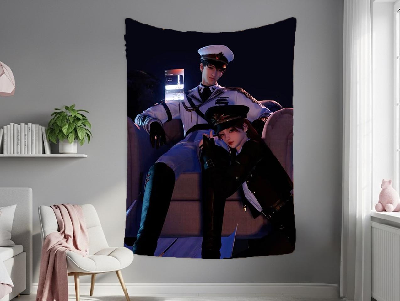 Caleb Hanging Tapestry | Love and Deepspace | Personalized Wall Art | Made to Order | Polyester Fabric | Ship Flag Banner