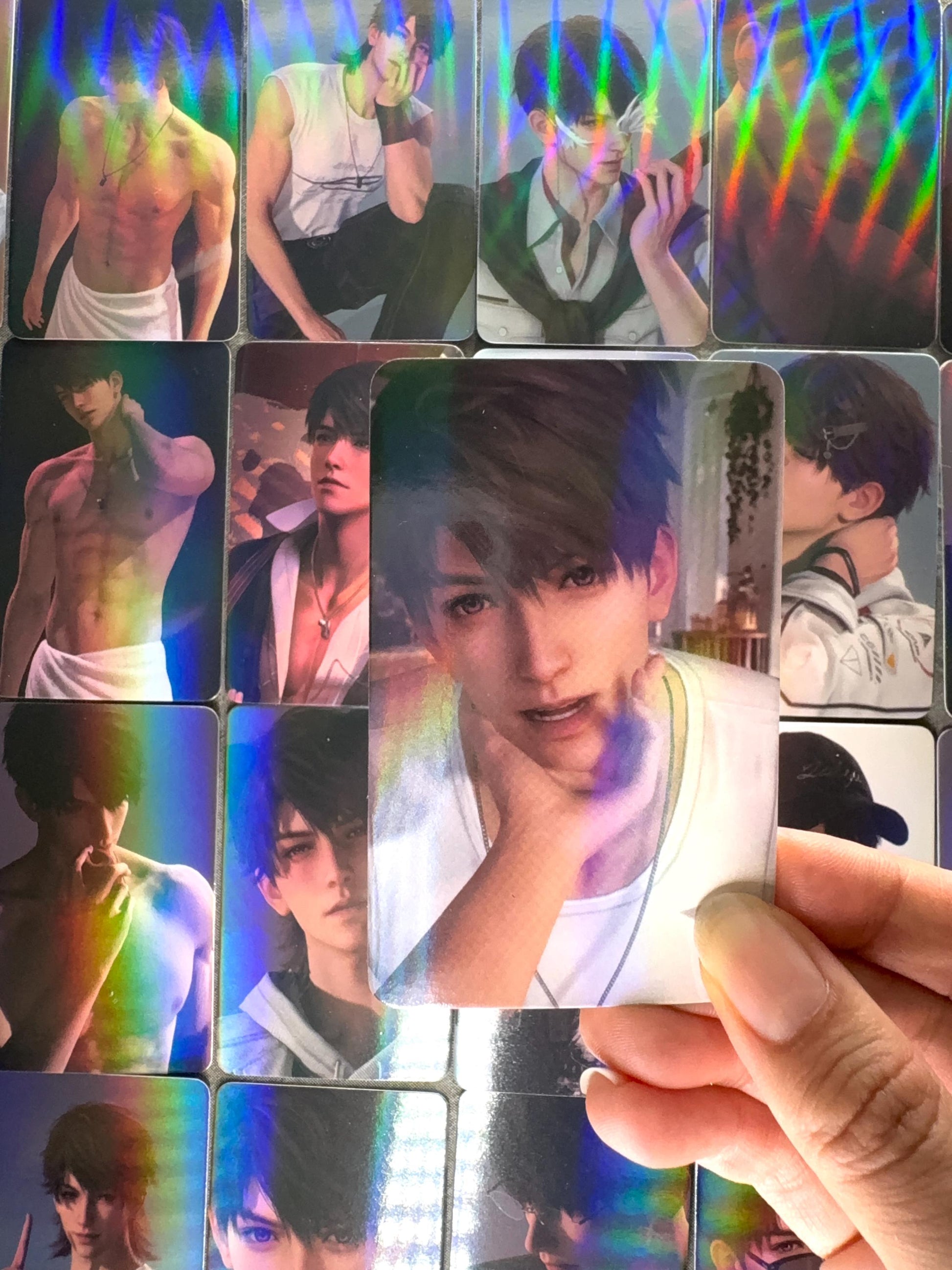 50pcs/set Caleb holographic cards! Love and Deepspace Xavier Rafayel Zayne Sylus Otome gamer gift