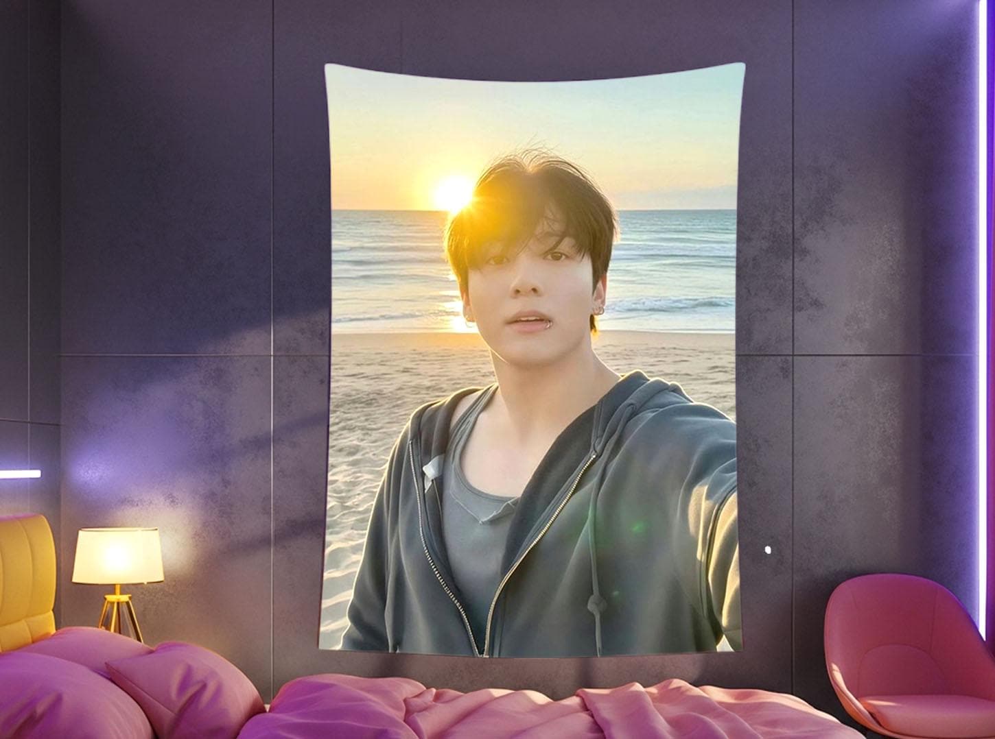 Jungkook Hanging Tapestry | Love and Deepspace | Personalized Wall Art | Made to Order | Polyester Fabric | Ship Flag Banner