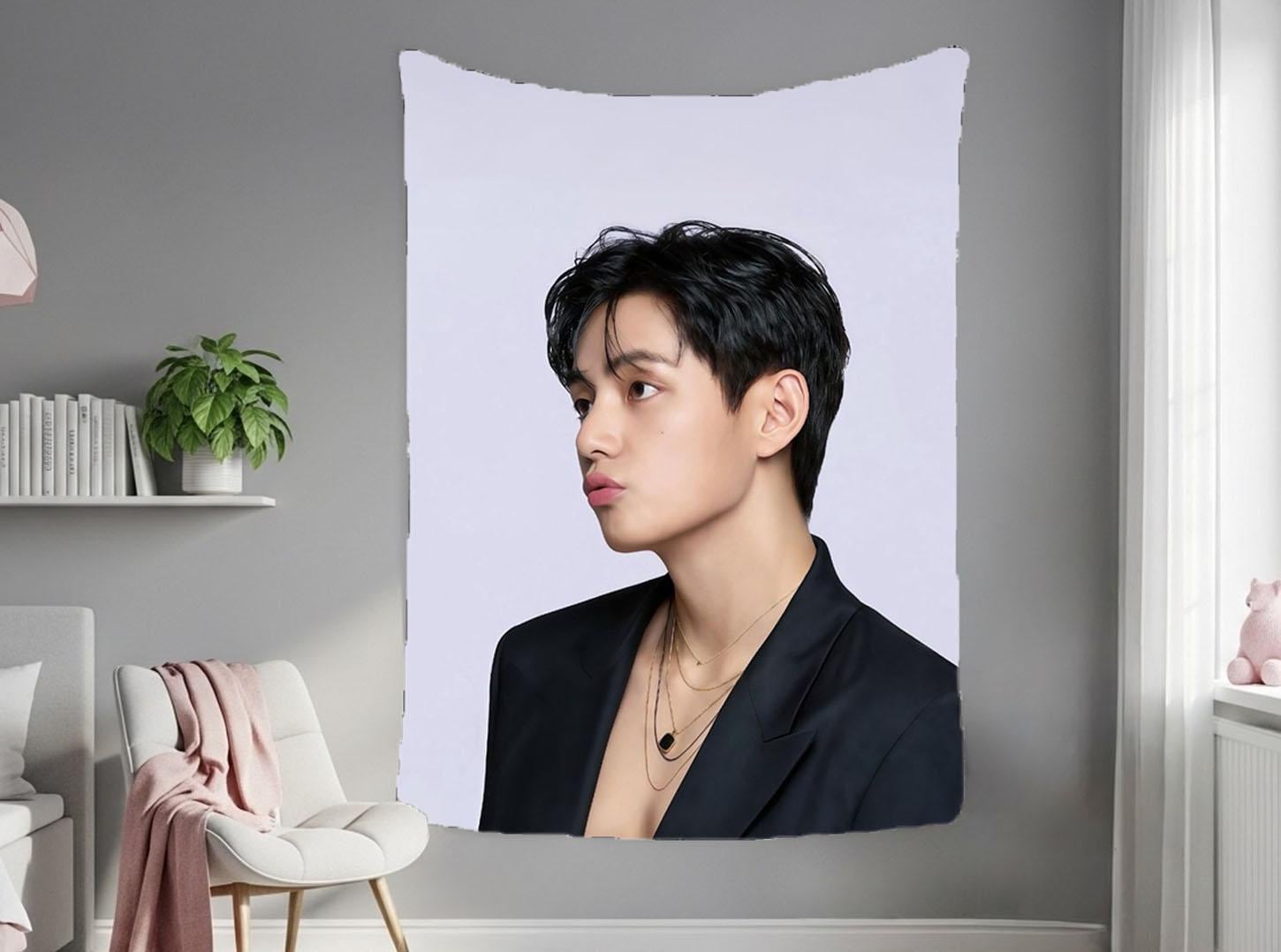 TaeHyung Hanging Tapestry | Bangtan Boys | Personalized Wall Art | Made to Order | Polyester Fabric | Ship Flag Banner